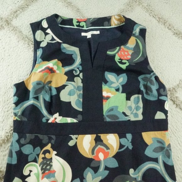Boden Sleeveless Floral Print Dress Womens 16L Notch Neck - Picture 2 of 11